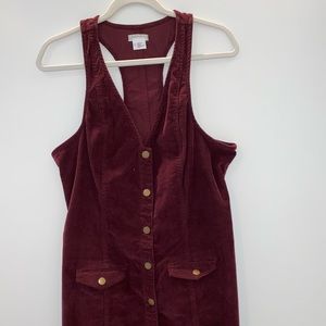 Corduroy Maroon Button-Up Dress 👗